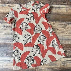 Mini Rodini Dress Girls 1.5-3Y Zebra Jungle Shift Summer Casual Beach Vacation